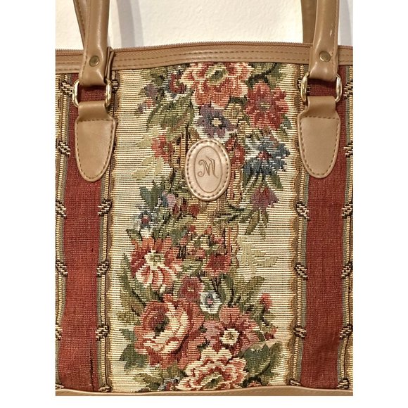 Vintage Floral Stripe Tapestry Purse Shoulder Bag - Picture 9 of 9
